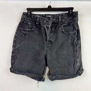 Distressed Black High Waisted Denim Shorts
